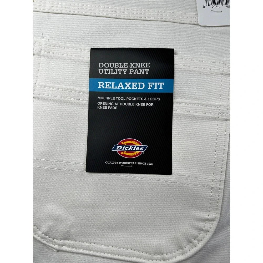 Dickies Pants Mens Double Knee Utility‎ Carpenter 38 x 32 White Loop-Free NWT